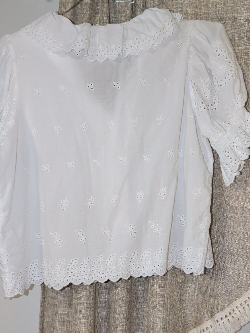 Ultra Pink White Eyelet Ruffle Button-Up Blouse - Picture 5 of 5